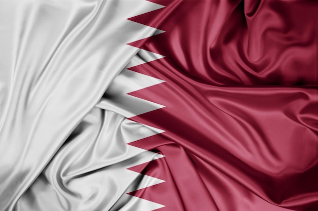 Nationale vlag van Qatar buiten gehesen Qatar Day Celebration 3D-rendering