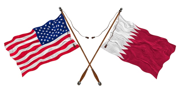 Nationale vlag van Qatar en de Verenigde Staten van Amerika Achtergrond voor ontwerpers