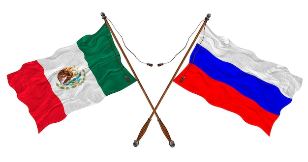 Nationale vlag van Rusland en Mexico Achtergrond voor ontwerpers