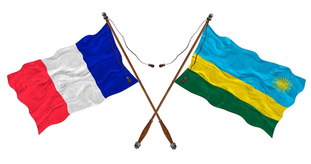 Nationale vlag van Rwanda en Frankrijk Achtergrond voor ontwerpers