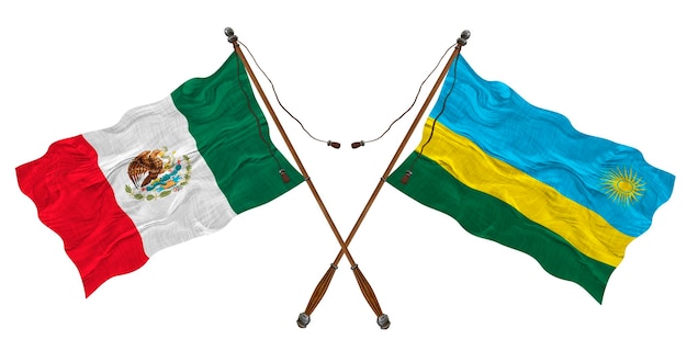 Nationale vlag van Rwanda en Mexico Achtergrond voor ontwerpers