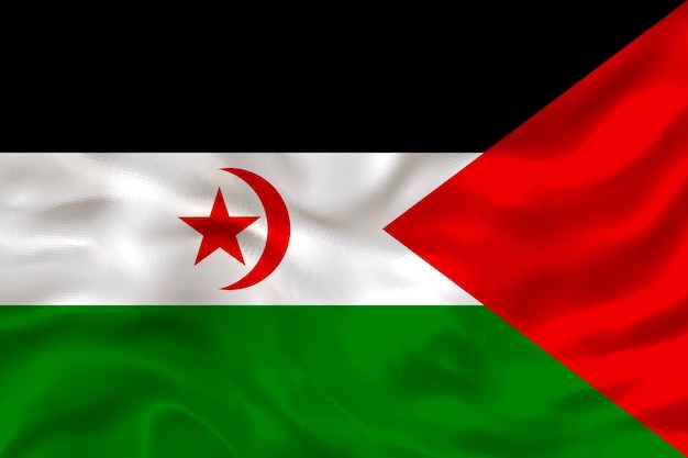Nationale vlag van Sahrawi Arabische Democratische Republiek Achtergrond met vlag van Sahrawi Arabische Democratische Republiek