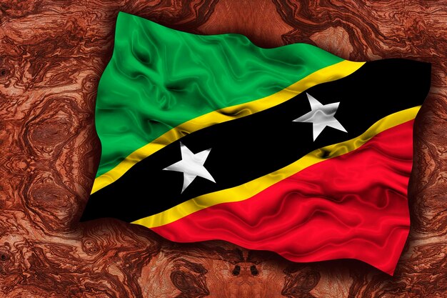 Nationale vlag van Saint Kitts en Nevis Achtergrond met vlag van Saint Kitts en Nevis