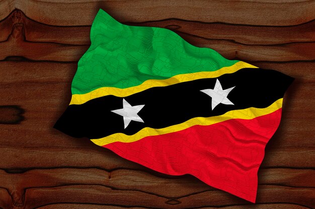 Nationale vlag van Saint Kitts en Nevis Achtergrond met vlag van Saint Kitts en Nevis