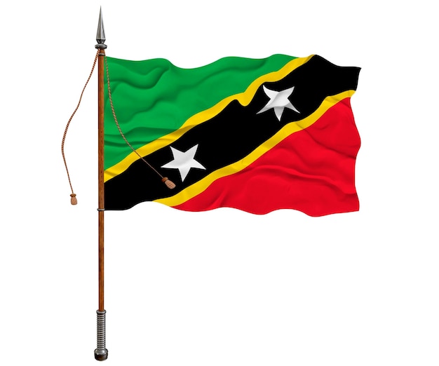 Nationale vlag van Saint Kitts en Nevis Achtergrond met vlag van Saint Kitts en Nevis