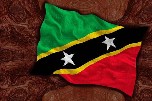 Nationale vlag van saint kitts en nevis achtergrond met vlag van saint kitts en nevis