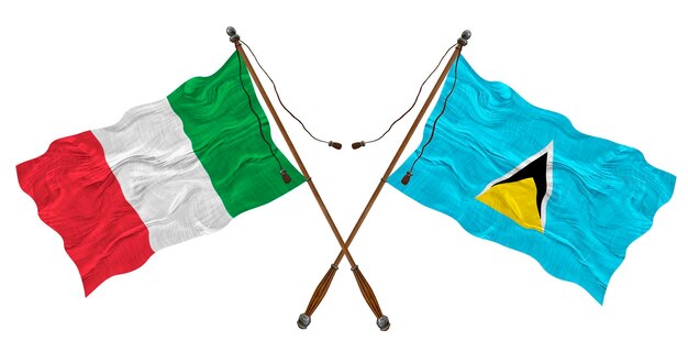 Nationale vlag van Saint Lucia en Italië Achtergrond voor ontwerpers