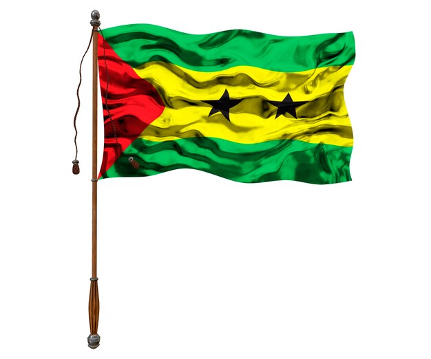 Nationale vlag van Sao Tomé en principe Achtergrond met vlag van Sao Tomé en principe