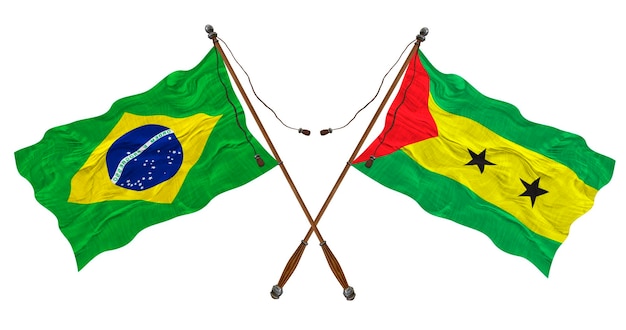 Nationale vlag van Sao Tomé en Principe en Brazilië Achtergrond voor ontwerpers