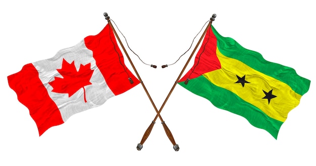 Nationale vlag van Sao Tomé en Principe en Canada Achtergrond voor ontwerpers