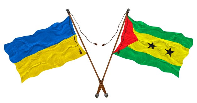 Nationale vlag van Sao Tomé en Principe en Oekraïne Achtergrond voor ontwerpers