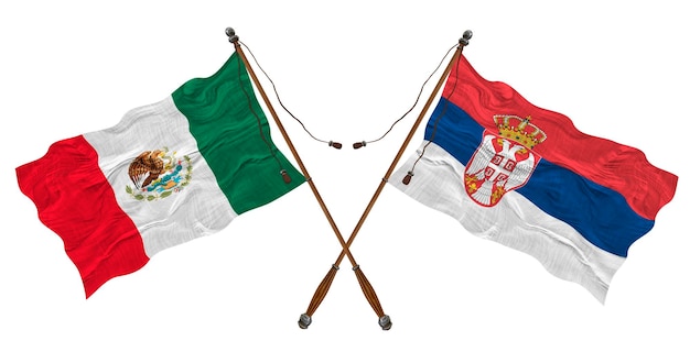 Nationale vlag van Servië en Mexico Achtergrond voor ontwerpers