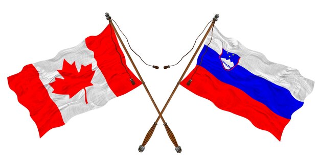 Nationale vlag van Slovenië en Canada Achtergrond voor ontwerpers