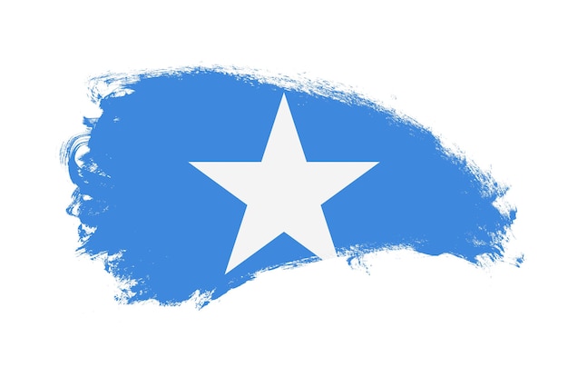 Nationale vlag van Somalië geschilderd met streekpenseel op geïsoleerd wit