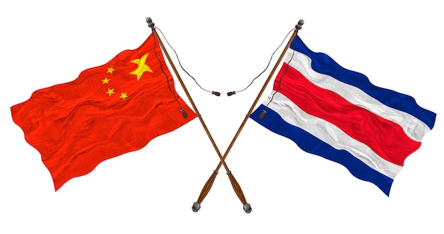 Nationale vlag van Sostarica en China Achtergrond voor ontwerpers