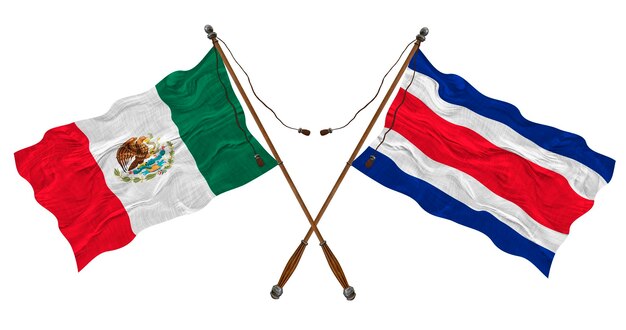 Nationale vlag van Sostarica en Mexico Achtergrond voor ontwerpers