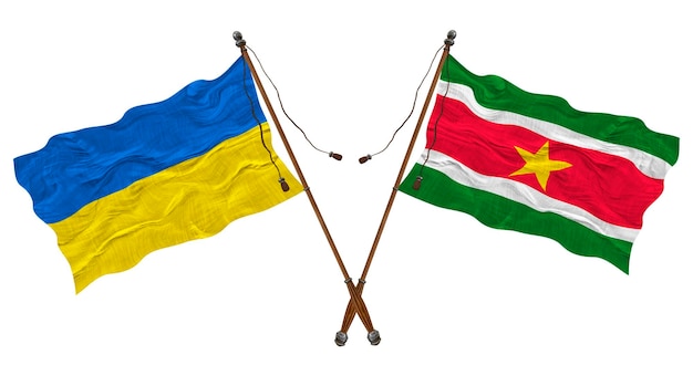 Nationale vlag van Suriname en Oekraïne Achtergrond voor ontwerpers