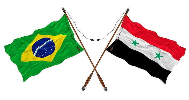 Nationale vlag van Syrië en Brazilië Achtergrond voor ontwerpers