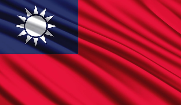 Nationale vlag van Taiwan Realistische nationale kleuren van zijdeland met embleem