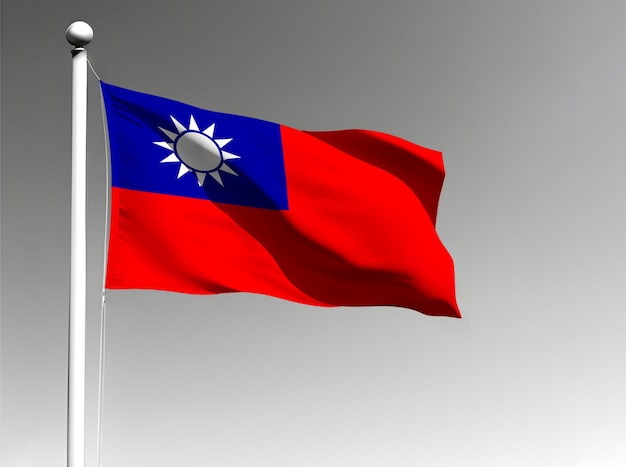 Nationale vlag van Taiwan zwaaien op grijze achtergrond