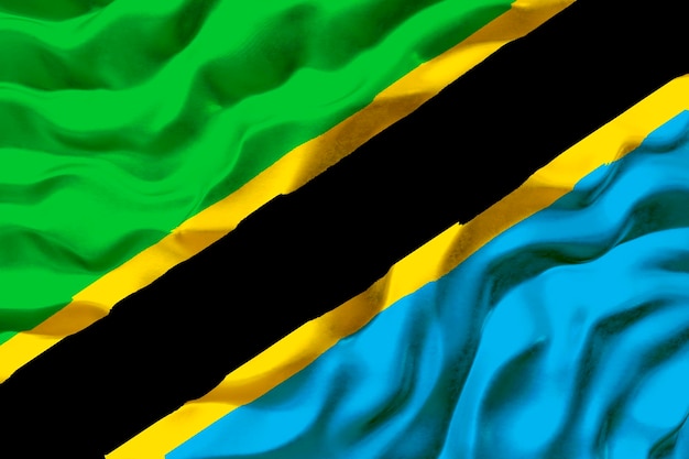 Foto nationale vlag van tanzania achtergrond met vlag van tanzania