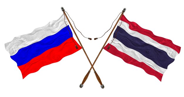 Nationale vlag van Thailand en Rusland Achtergrond voor ontwerpers