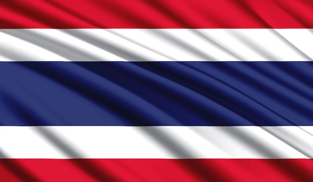 Nationale vlag van Thailand Realistische nationale kleuren van zijdeland met embleem