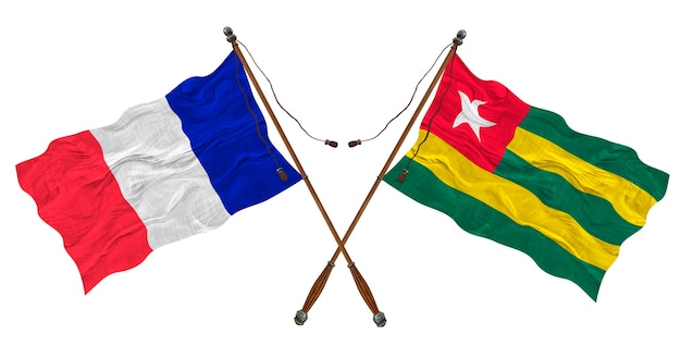 Nationale vlag van Togo en Frankrijk Achtergrond voor ontwerpers