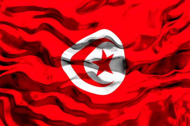 Foto nationale vlag van tunesië achtergrond met vlag van tunesië