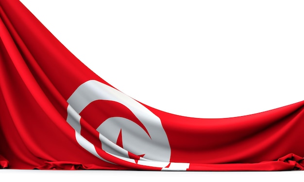 Nationale vlag van Tunesië hangende stoffenbanner 3D-rendering