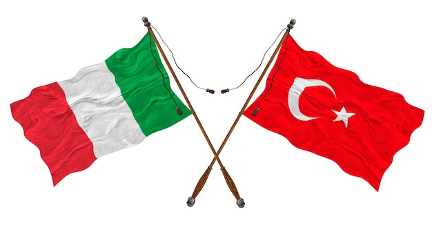 Nationale vlag van Turkije en Italië Achtergrond voor ontwerpers