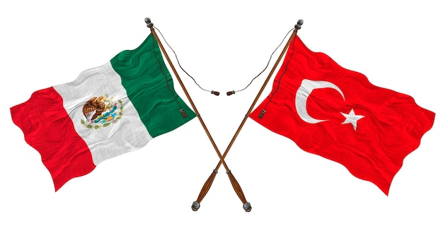 Nationale vlag van Turkije en Mexico Achtergrond voor ontwerpers