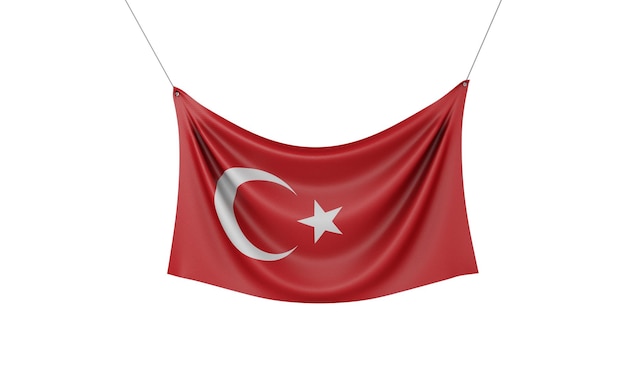 Nationale vlag van Turkije hangende stof banner d rendering