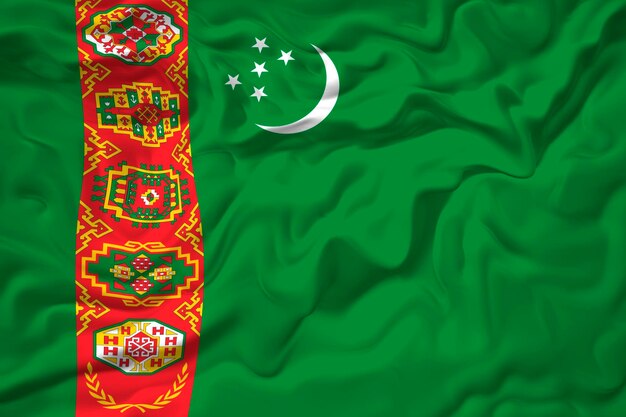 Foto nationale vlag van turkmenistan achtergrond met vlag van turkmenistan