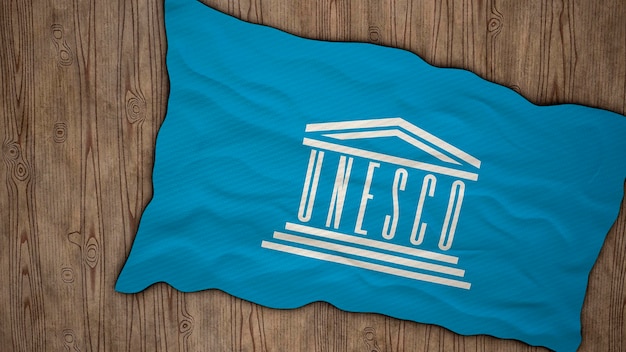 Nationale vlag van UNESCO Achtergrond met vlag van UNESCO