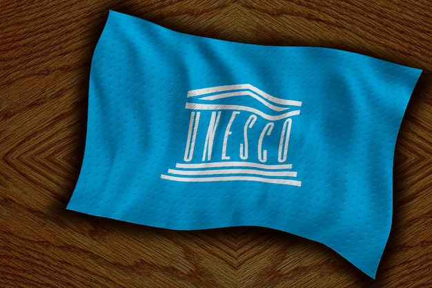 Nationale vlag van UNESCO Achtergrond met vlag van UNESCO