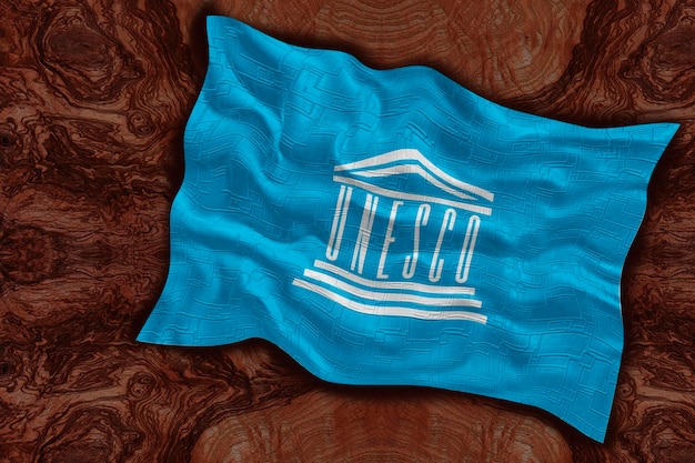 Nationale vlag van UNESCO Achtergrond met vlag van UNESCO