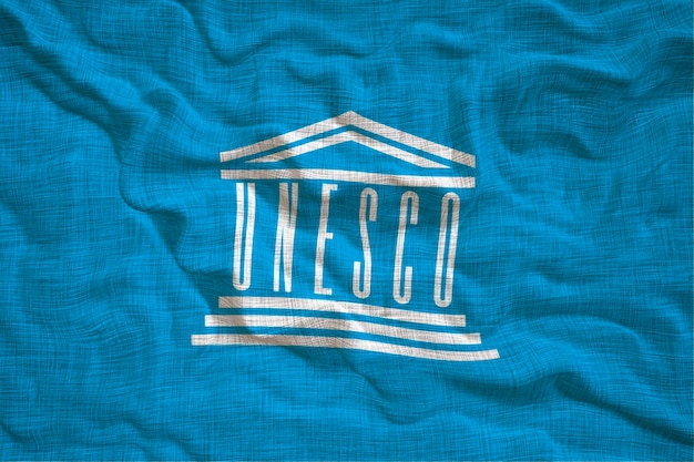 Nationale vlag van UNESCO Achtergrond met vlag van UNESCO