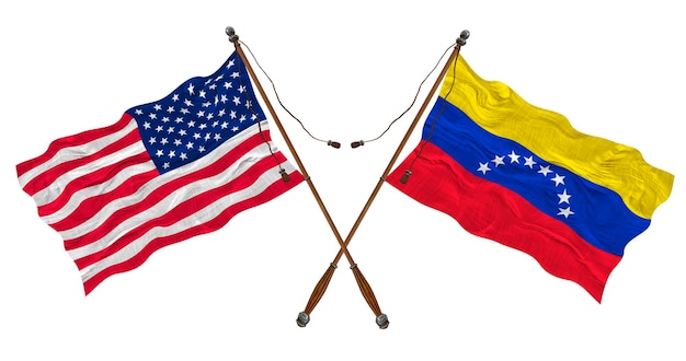 Nationale vlag van Venezuela en de Verenigde Staten van Amerika Achtergrond voor ontwerpers