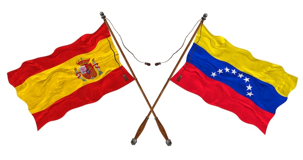 Nationale vlag van Venezuela en Spanje Achtergrond voor ontwerpers