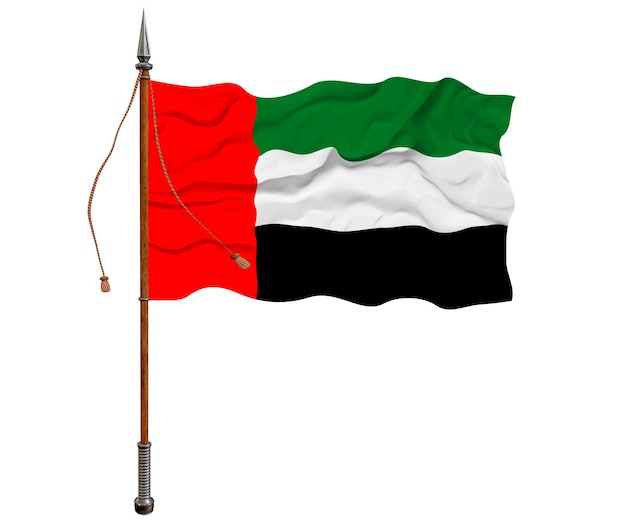 Foto nationale vlag van verenigde arabische emiraten achtergrond met vlag van verenigde arabische emiraten