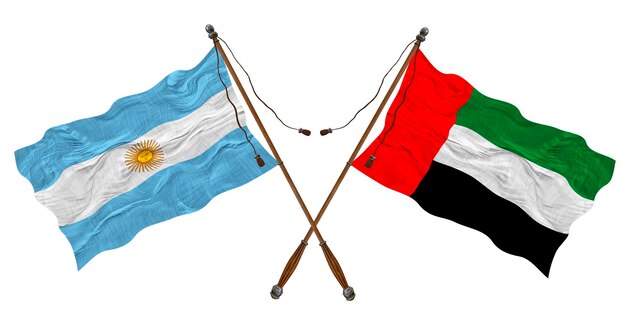 Nationale vlag van Verenigde Arabische Emiraten en Argentinië Achtergrond voor ontwerpers