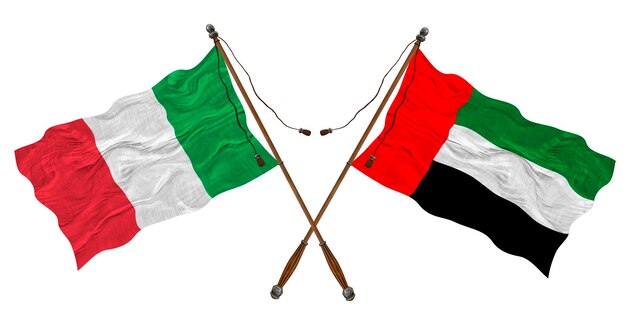 Nationale vlag van Verenigde Arabische Emiraten en Italië Achtergrond voor ontwerpers