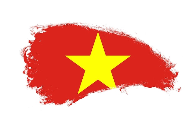 Nationale vlag van vietnam geschilderd met streekpenseel op geïsoleerd wit