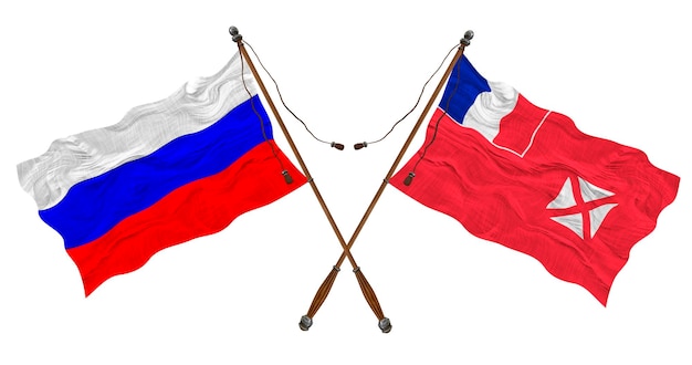 Nationale vlag van Wallis en futuna en Rusland Achtergrond voor ontwerpers