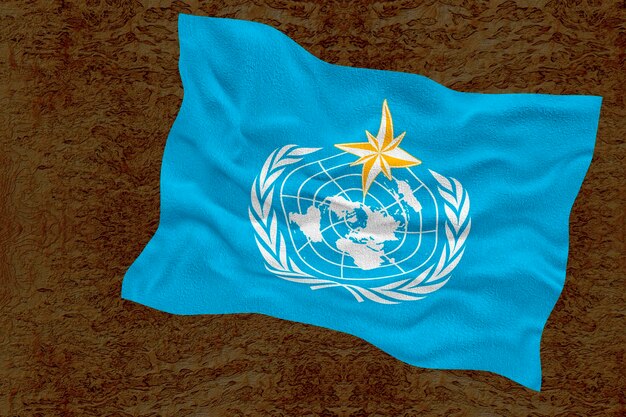 Foto nationale vlag van wereld meteorologische organisatie achtergrond met vlag van wereld meteorologische organisatie