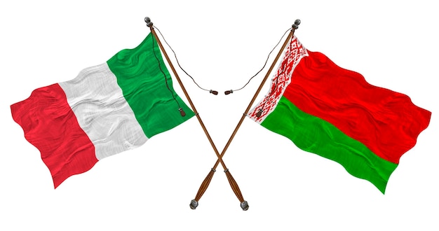 Nationale vlag van Wit-Rusland en Italië Achtergrond voor ontwerpers