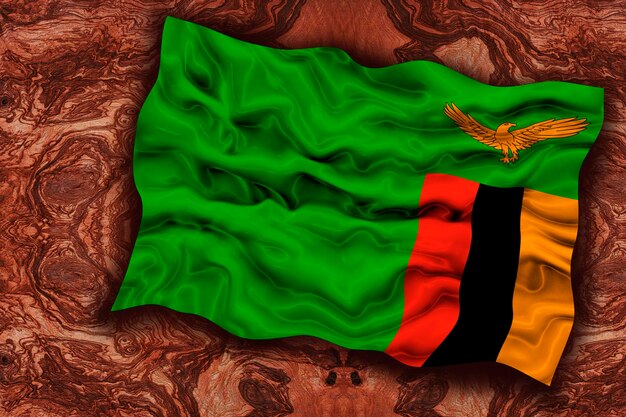 Nationale vlag van Zambia Achtergrond met vlag van Zambia