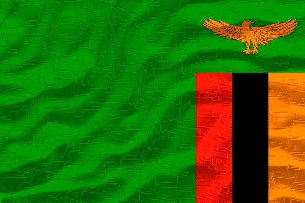 Nationale vlag van Zambia Achtergrond met vlag van Zambia
