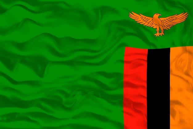 Nationale vlag van Zambia Achtergrond met vlag van Zambia